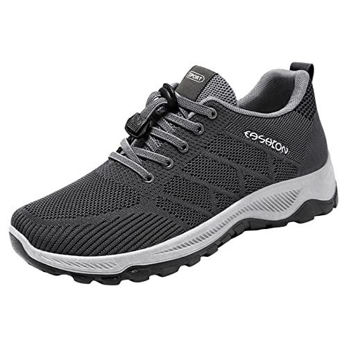 Zapatos deportivos de verano para hombre, parte inferior plana, parte superior de malla antideslizante, transpirables, cómodos, informales, de piel para hombre, gris, 39 2/3 EU