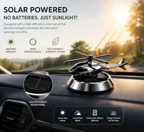 Image of Solar Helicopter for Car | Aroma Diffuser Air Freshener for Car | Rotating Solar Powered Helicopter for Car Dashboard | Interior Perfume Diffuser for Offices and Study Tables as a Showpiece