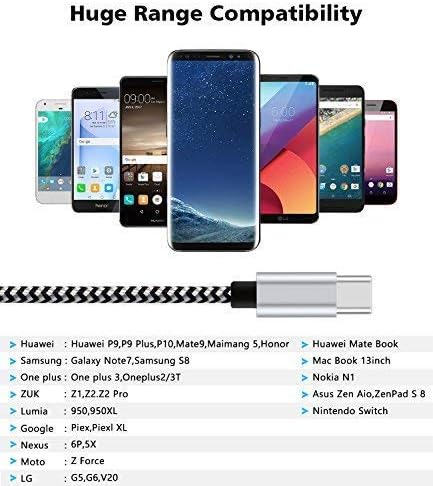 USB C Cable for Nintendo Switch,[10FT 2Pack] Extra Long Durable Nylon Braided Type C Charging Cord for Samsung Galaxy S9 Note 8 S8 S8 plus,Pixel XL,OnePlus 2/3T/5,LG V30 G5 G6 V20,Nexus 6P 5X,Macbook