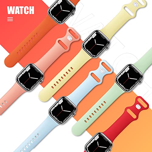 Image of (6 Packs) Sport Bands Compatible with Apple Watch Band 38mm 40mm 41mm 42mm 44mm 45mm 46mm 49mm Silicone iWatch Band Ultra 3 2 1 SE Series 11 10 9 8 7 6 5 4 3 2 1 Women Men