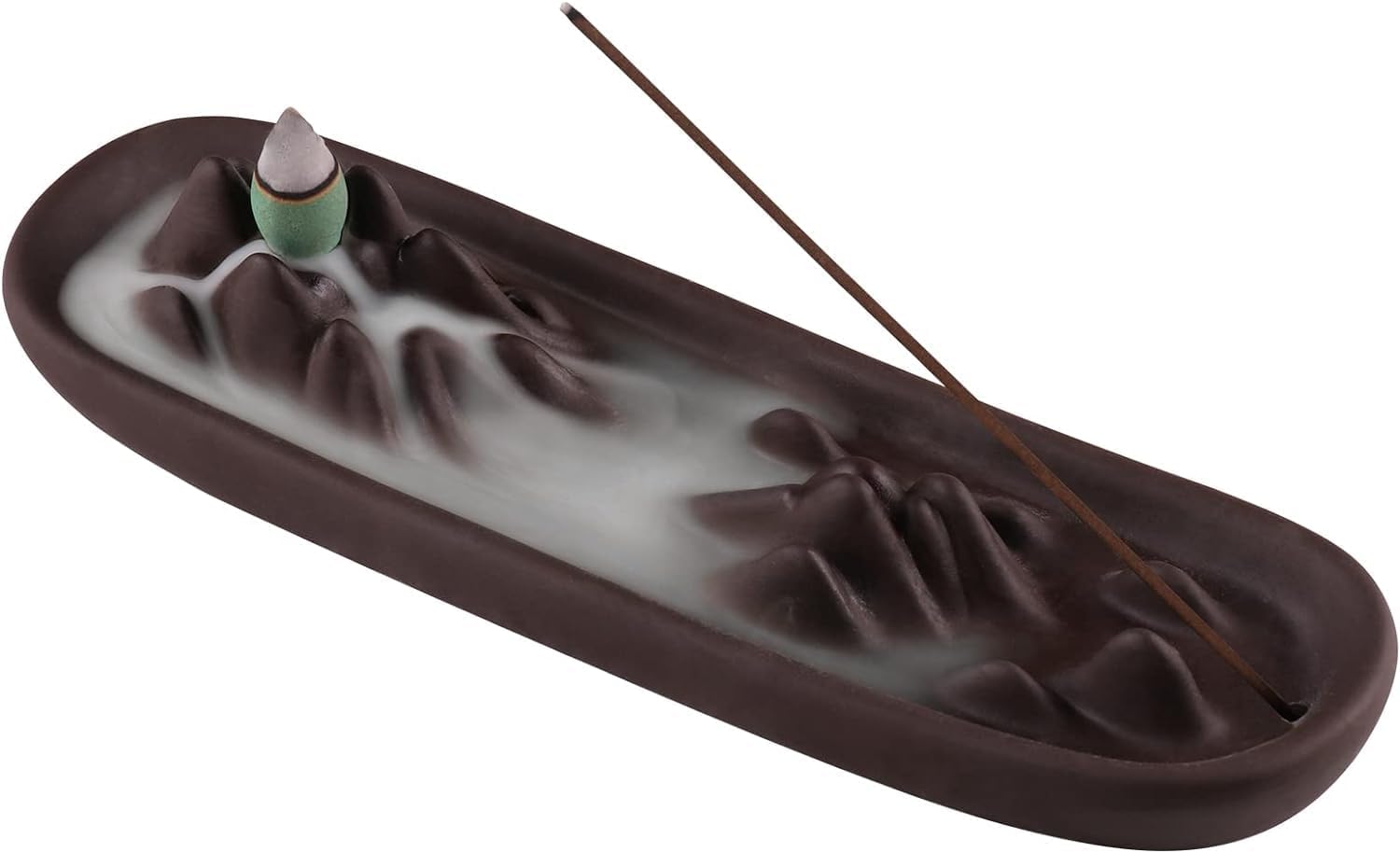 SYOSI Incense Stick Holder Waterfall Incense Burner Backflow Ceramic Incense Holder for Sticks and Cones Handmade Ash Catcher Incense Tray Home Decor Yoga Meditation Purple Pottery
