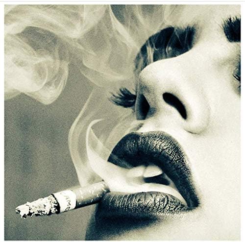Amazon Co Jp キャンバスに印刷 3x50x50cmフレームなしセクシーな女性唇タバコ絵画アートポスタープリントリビングルームホームデザインの装飾 ホーム キッチン