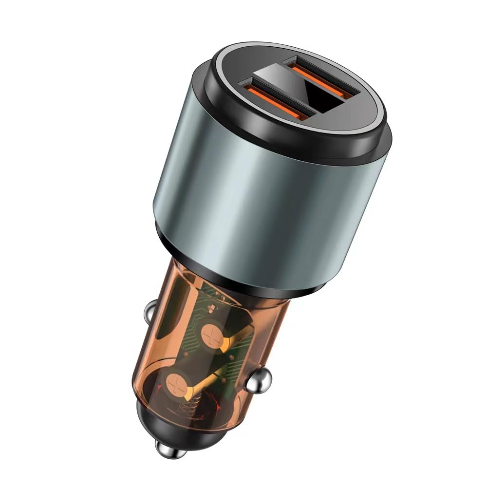 Unigilix Dual-Port Car Charger with PD30W + 100W Fast Charging | 3A High-Speed Output | 60% Charge in 30 Minutes | Compact Metallic Design | LED Power Indicator