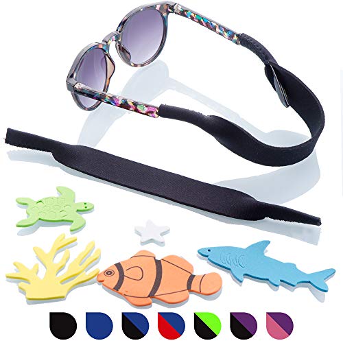 Baby Glasses and Sunglasses Strap 2pk | Active Kids with Bonus Stickers (Black)