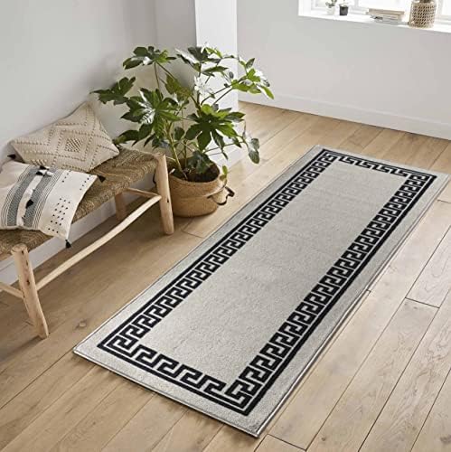 Serdim Rugs Machine Washable Greek Key Design Hall Runner- Stair Runner - Hallway-Passage Corridor Kitchen Anti Slip Doormats