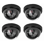 NONMON-Fake-Dummy-Dome-Camera-Homes-Business-Security-CCTV-Cameras-with-Flashing-Red-LED-Light-for-Indoor-and-Outdoor-4-PacksBlack