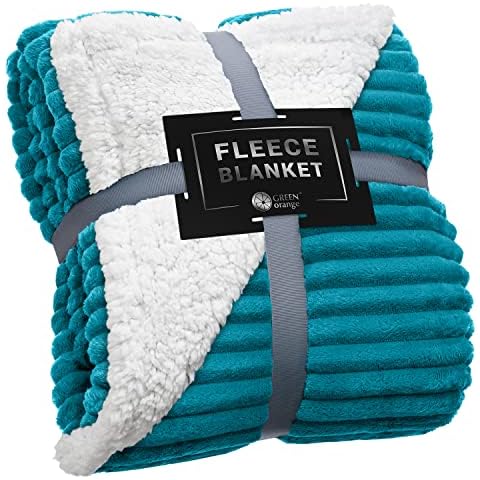 GO Sherpa Blanket Turquoise Sherpa Throw 50”x60” – Twin 60”x80” 270GSM Warm Comfy, Super Soft & Plush Throw for Bed, Couch, Sofa – Fluffy Lightweight Cozy Fuzzy Blankets for Women, Men, Kids(60x80in) Cover