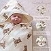 Little Jump Hooded Baby Towels for Newborn - 2 Pack 100% Cotton Muslin Baby Bath Towel, Soft and Absorbent for Boys Girls Infant, Large 32x32 Inches (Teddy Bears & Khaki)