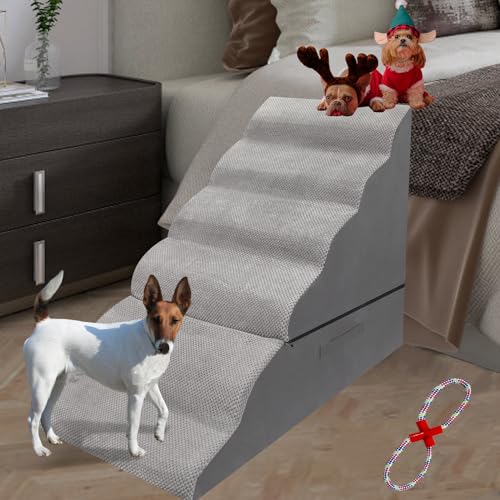 30-Inches-6-Steps-Dog-Stairs-Pet-Stairs-for-Tall-Bed-30-36-Inches-Dog-Stairs-for-Small-DogsCats-Older-Injured-Pets-30D-Density-Foam-Pet-Ramp-Non-Slip - Cucciolini Doodles   30-Inches-6-Steps-Dog-Stairs-Pet-Stairs-for-Tall-Bed-30-36-Inches-Dog-Stairs-for-Small-DogsCats-Older-Injured-Pets-30D-Density-Foam-Pet-Ramp-Non-Slip