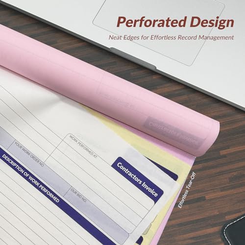 Harfesto 2 Books Large Contractor Invoice Book, Invoice Receipt Book for Small Business, 3 Part Carbonless Work Order Estimate Forms, 8x11 in, 100 Sets