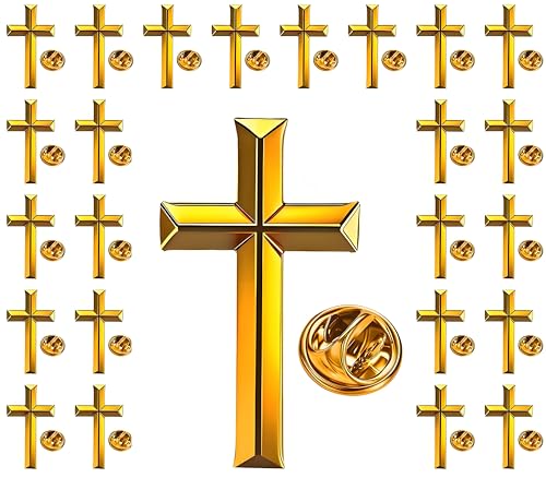 Gold-Plated Christian Cross Lapel Pin Set