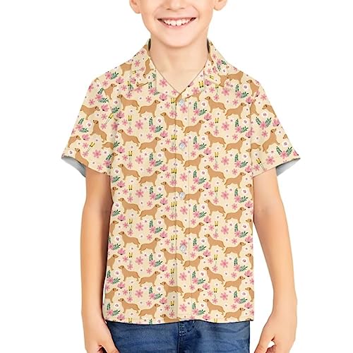 Hawapod Short Sleeves Kid Hawaiian Shirt Cartoon Button Down Lightweight Quick Dry Boy Hawaiian Shirt3