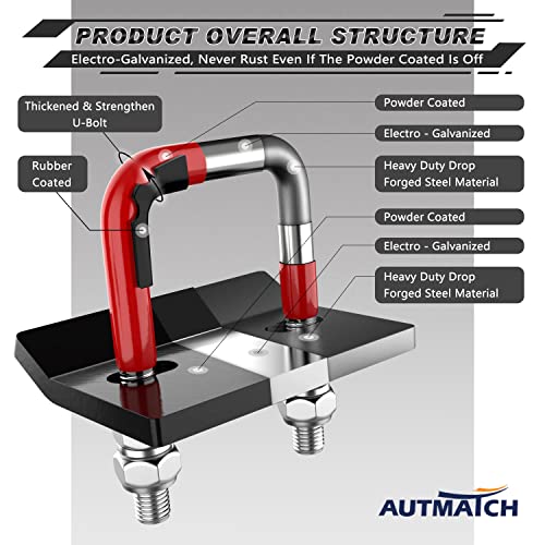 Autmatch Hitch Tightener Anti Rattle Stabilizer - Heavy Duty Hitch Clamp For 1.25 And 2 Inch Hitches, Rubber Isolator And Anti-Rust Double Coating Protective, Red & Black #TOP4