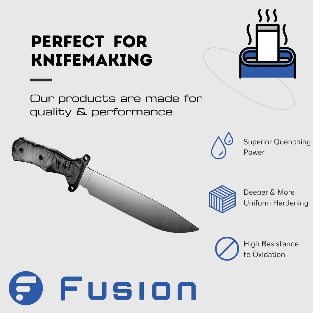 Quenching Oil for Heat Treating Knife Steel | Retains Bright Finish | Deep & Uniform Hardening | Fusion Quench 10 (5 Gallon)