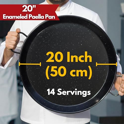 image for Paelluxe Paella Pan – Enamelled, No-Rust Steel Skillet – Easy-to-C