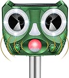 BeauFlw Ahuyentador de animales por ultrasonido, con funcionamiento solar y flash contra gatos, perros, martas, animales, martas, pájaros, etc.