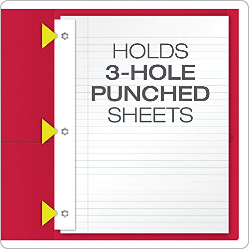 Oxford Two-Pocket Folders W/Fasteners, Red, Letter Size, 25 Per Box (57711) #TOP2
