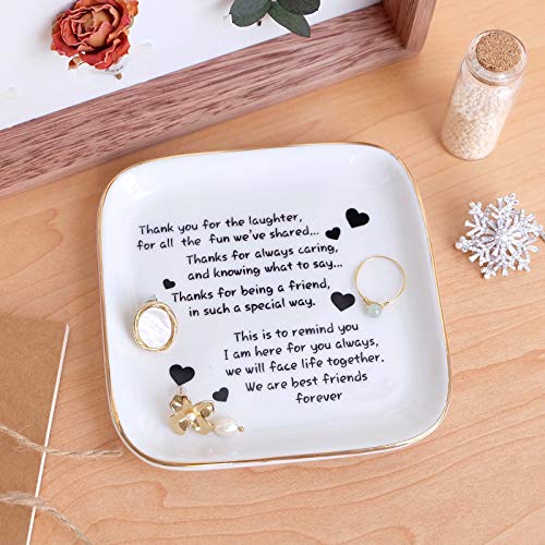 Pudding Cabin Friend Gifts For Women,Ring Dish With Friendship Quotes Trinket Dish Birthday Gifts For Women Retirement Unique Gifts For Women Friendship #TOP5