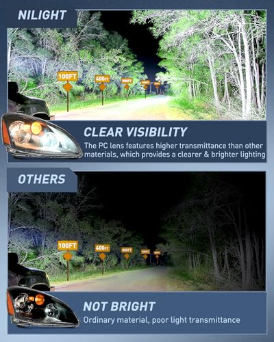 Image of Nilight Headlight Assembly Compatible with 2002 2003 2004 Nissan Altima Black Housing Amber Reflector Clear Lens Headlights Replacement Driver and Passenger Side