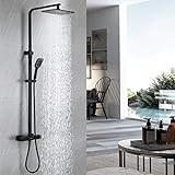 1. Sistema de ducha negro: diseño cuadrado simple, la superficie está tratada con pintura negra, altamente resistente a la corrosión y la superficie negra mate se ve elegante