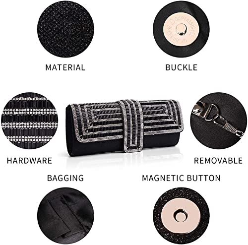 Elda Women's Rhinestone Clutch Purses Evening Bags Sparkling Glitter Formal Party Purse Wedding Cocktail Prom Bags With Chain #TOP2