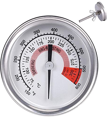 Ecloud ShopUS Grill Thermometers Barbecue Charcoal Grill Smoker Temperature Gauge Pit BBQ Thermometer Kitchen 300°C Stainless Steel