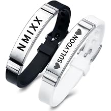 BITACS NMIXX Member Bracelet, Emix Korean Wristband, Silicone, Stainless Steel, Bangle Bracelet, Emix KPOP Everyone, Nmixx Goods, Solujiu Bei, Hyewon, Gyujin Lily, Stainless Steel