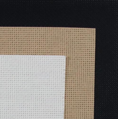 Image of KCS 3 pc of 15 inch x 18 inch(38cmx45cm) 18 Count Cross Stitch Cotton Aida Cloth Needlework Rolled Fabric Box,18CT,Antique White+Khaki+Black