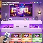 Bestier TV Stand for 55/60/65 Inch TV, High Gloss Modern TV Stand with Stone-Patterned Side Panels, LED Entertainment Center with Large Drawer, TV Consoles for Living Room, Bedroom (Glossy White) - Image 5