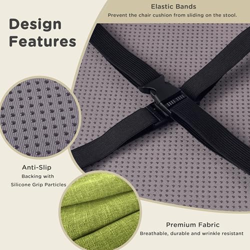 Image of AddGrace Round Bar Stool Cushions 4 Pack Bar Stool Seat Cushion Non Slip Round Chair Pads with Removable and Washable Cover 12x12 Inch Green