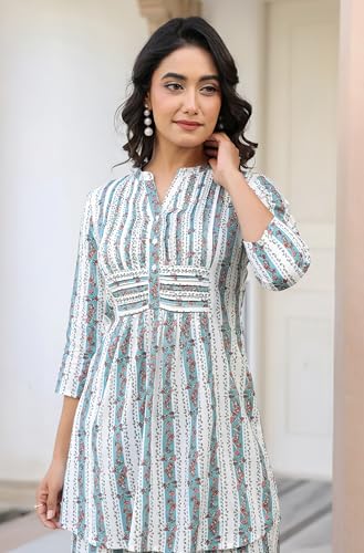 Image of Janasya Women's Pure Cotton Floral Printed Straight Co-ord Set