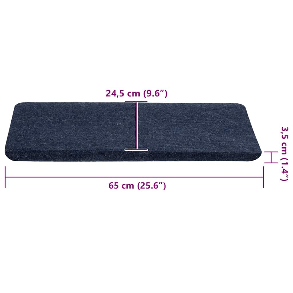 Alfombrillas autoadhesivas para escalones, 30 unidades, color azul, 65 x 24,5 x 3,5 cm, fieltro punzonado, antideslizantes, para escaleras de madera, con tiras adhesivas para reducir el