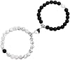 2PCS Couple Bracelets Matching Mutual Attraction Adjustable Relationship Bracelets, Natural Stone Beaded Love Attracts Bracelet Jewelry Gifts for Boyfriend Girlfriend Your Lover Best Friend