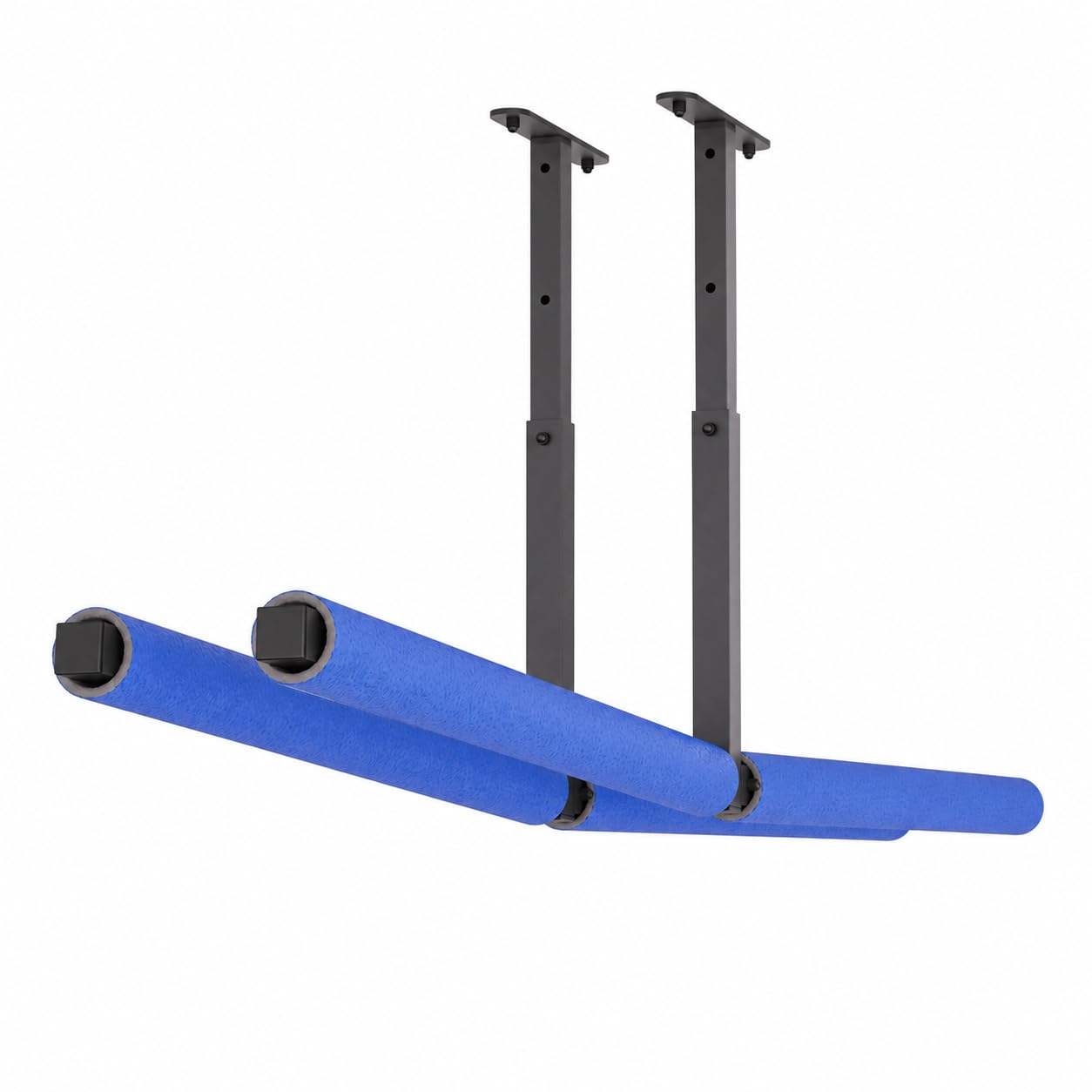 QLS Lot de 2 étagères suspendues - Pour le plafond - Échelle, kayak, planche de surf, rangement d'outils - Bleu