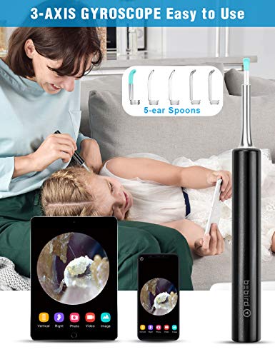 Wiscky BEBIRD Ear Wax Removal Tool Endoscope-Professional Ear Cleaner Camera 1080p FHD Wireless Otoscope with 6 LED Lights Ear Scope Wax Cleaning Kits for iPhone,iPad&Android Smart Phones