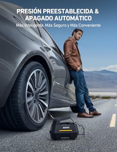AstroAI Inflador Ruedas Coche 12V Inflado Rápido, Compresor Aire Portátil, Compresor Aire Coche, Hinchador Ruedas Coche con Pantalla LCD, Luz LED, 3 Metros Cable para Coche, Bicicleta, Moto y Etc. - imagen 4