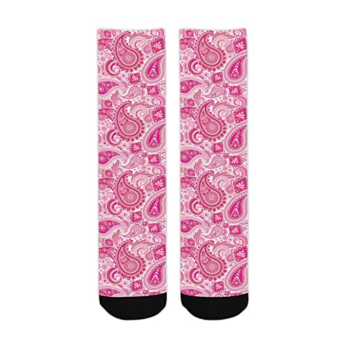 D6575756 Men's Socks Pattern With Paisley And Floral Print Pink On Them Cool Novelty Design For Work, Gym, Fitness, Sports, Traveling, Playing #TOP2