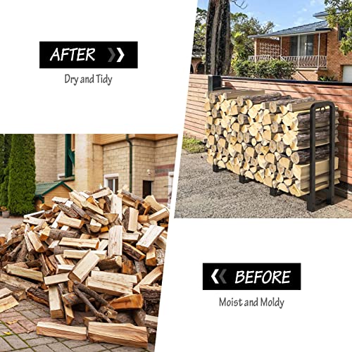 Sunyesyo Firewood Rack Outdoor 4Ft With Waterproof Cover - Heavy Duty Log Rack Indoor Holder, Upgraded Adjustable Fire Wood Racks, Storage Organizer Stand Tool For Fireplace, Black #TOP5