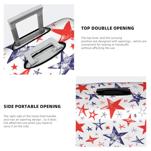 Red And Blue Hand Drawn Stars Travel Luggage Cover Elastic Suitcase Protector Washable Baggage Covers For Trunk Case Fits 29-32 Inch Luggage4