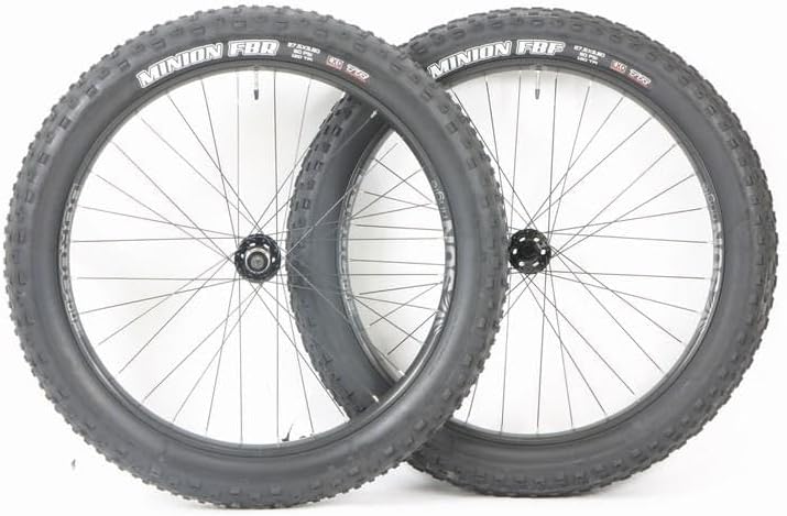27.5 Fat Bike Wheels Sun Ringle Duroc 50 Novatec Thru Axle Wheel Set 197mm x 150mm PG Cassette Minion FBR FBF 27.5 x 3.80 Tire and Tubes Rotors Package Pair