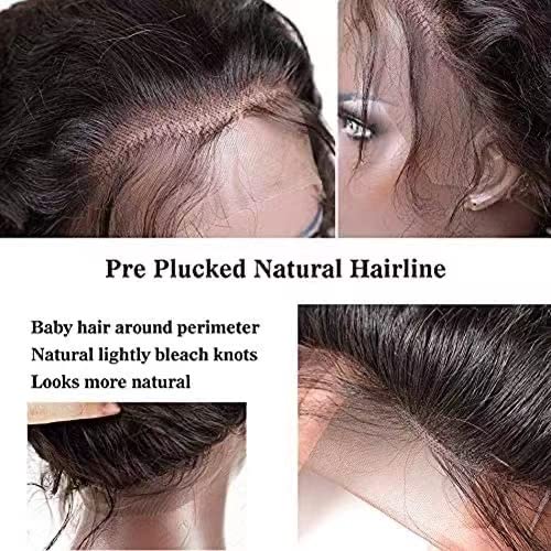 Miniatura 5 de Pelucas de cabello humano brasileño ondulado con encaje frontal de 13 x 4 pulgadas, prearrancado, densidad del 180%, para mujeres negras, sin