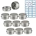 ZEOABSY 10 Stück Leere 5 ml Rund Silber Aluminium Tins mit Schraub-Deckel Schraubdose Cremedose Alu-Tiegel Dosen Aludose Blechdosen für Kosmetik Kerze Salben 5X Spatel, 1x Etikette