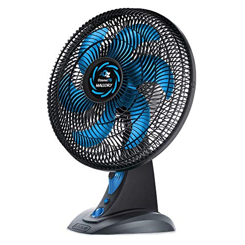 Ventilador de Mesa, OZONIC TS, Preto/Azul, 110v, Mallory