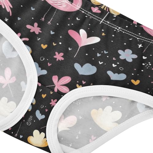 ZZKKO Pink Flamingo Black Girls Underwear Toddler Panties for Girls Comfort Brief Size 2-8T3