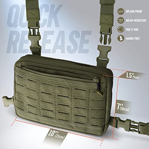 Wynex Tactical Chest Rig Bag Of Laser Cut Design, Molle Chest Pouch Utility Recon Kit Bag Tactical Combat Chest Pack Airsoft Front Chest Pouch Include Patch #TOP1