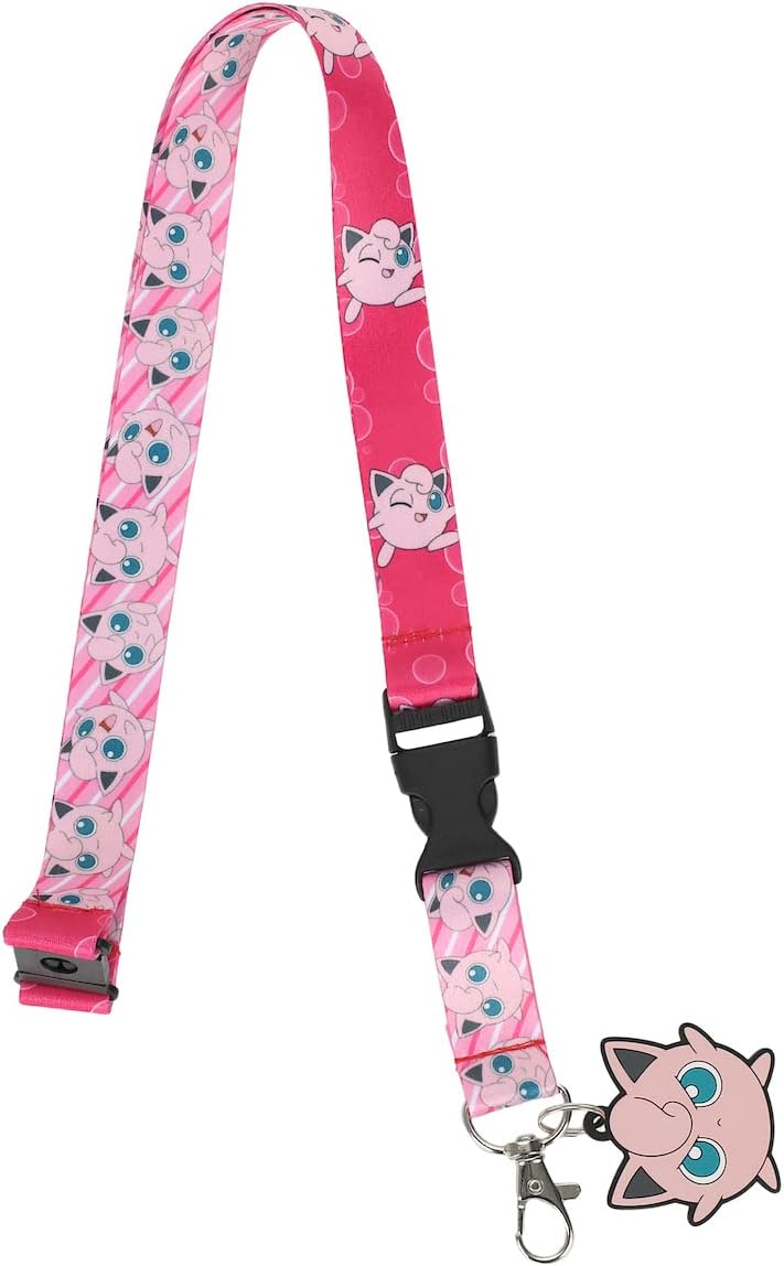 Pokemon Jigglypuff Neck Breakaway and Metal Charm Lanyard