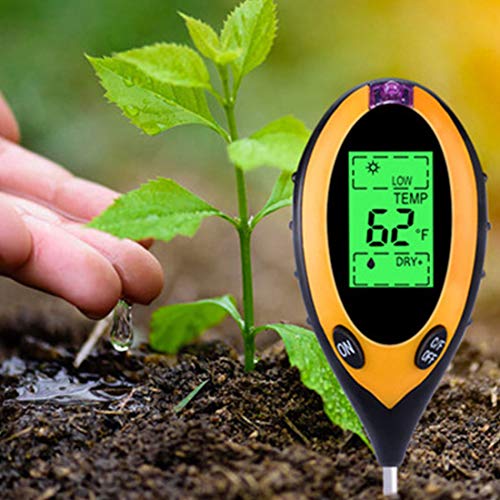joyliveCY 4 in 1 Soil pH Instrument Moisture Meter Light and Moisture acidity Tester Soil Tester Kit Humidity Test Probe for Garden Farm Lawn Indoor Outdoor Plant Flower