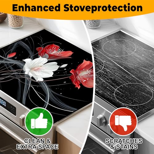 Image of Stove Top Cover for Home Decoration Kitchen Pad Washable Cooktop Covers Countertop Stove Protector Mat for Home Kitchen Cooktops (safflower, 28 inchx20 inch)