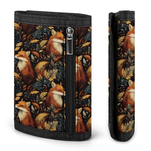 Retro Forest Fox Print Wallet for Men, 8 Credit Card Holder Slim Minimalist Front Pocket Small Mens Bifold Wallets2