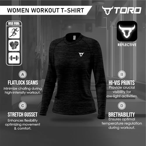 Women's Long Sleeve Quick Dry Fit Active T-Shirts Moisture Wicking Athletic Round Neck Gym Tee Exercise Yoga Ladies Tops - Image 6